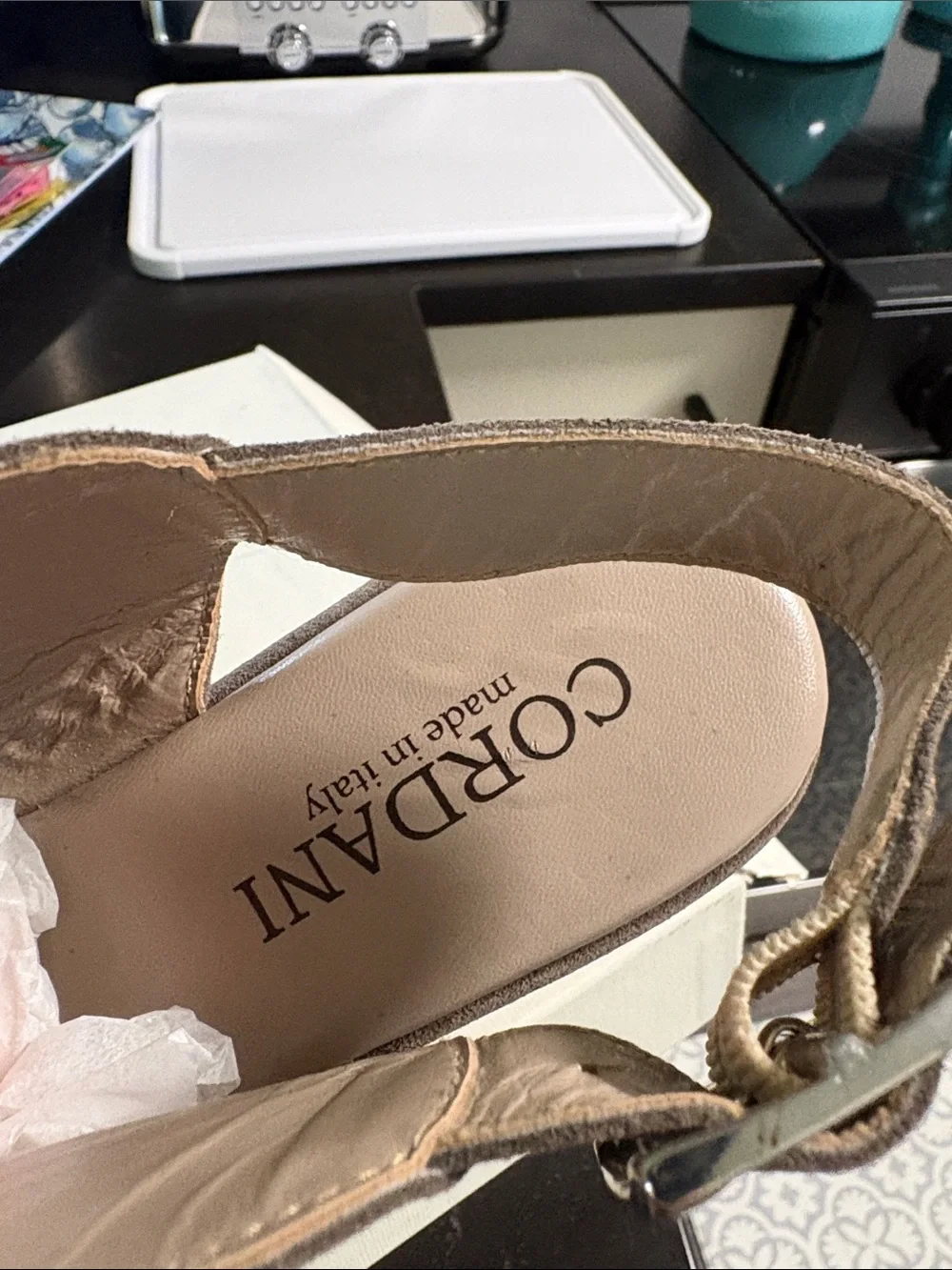 NEW Cordani Suede Taupe Wedge Slingback Heels - Women